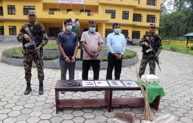 गैँडा मारेको अभियोगमा तीन पक्राउ